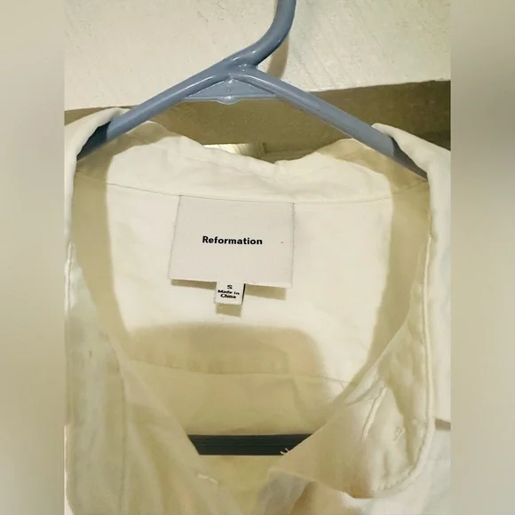 Reformation $128 Will Oversized White Button Down Shirt | Size S - Picture 9 of 13